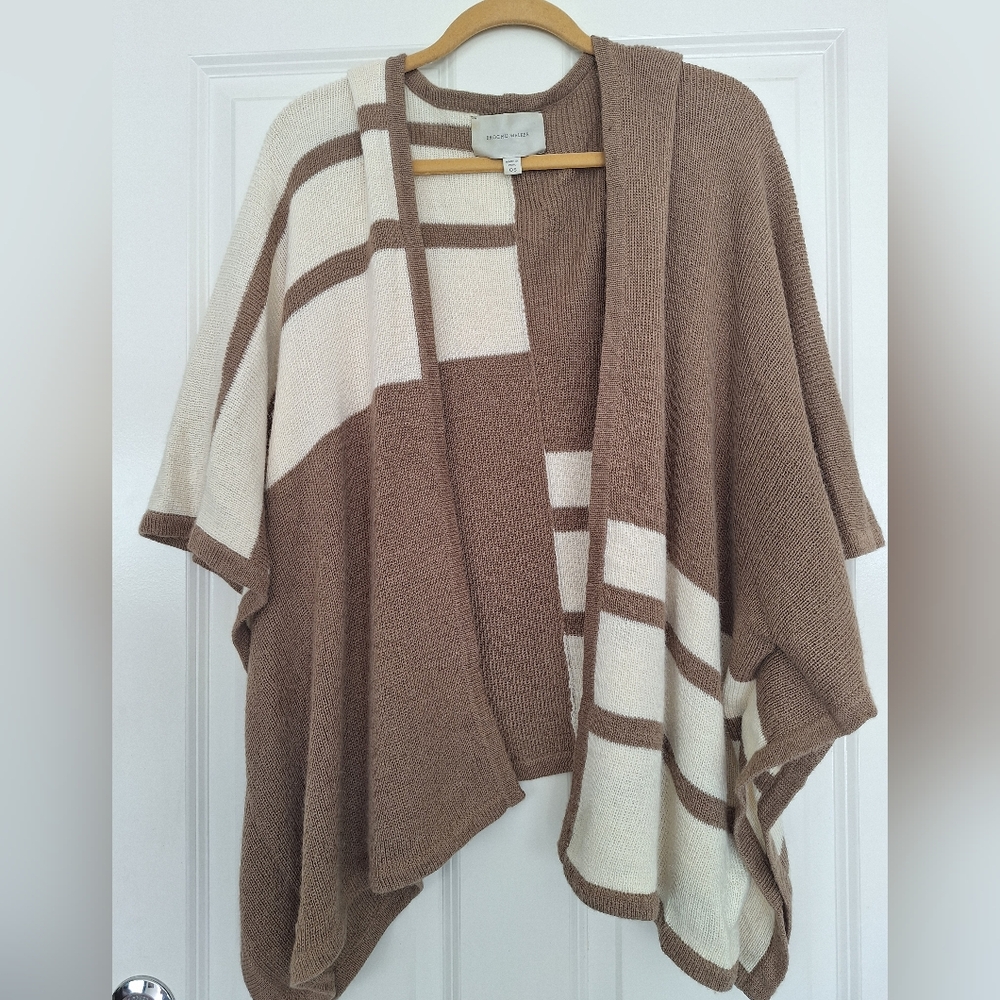 Brochu Walker Womens Alpaca Wool Knit Shawl Open Front‎ One Size Cardigan Poncho